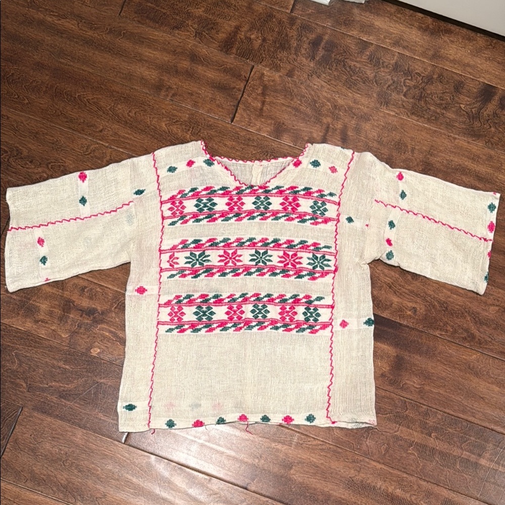 Natural Fiber Woven Shirt - Authentic Mexican shirt Embroidered - Travel